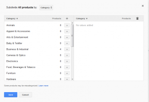 Google Merchant Center Product Sort Screenshot
